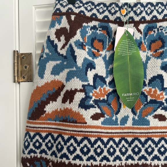 NWT Farm Rio X Nuuly Toucan Scarf Knit Skirt Size Medium Mini Wool Blend - Picture 3 of 6